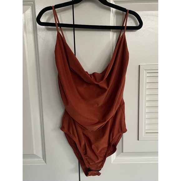 Cowlneck body suit. Burnt orange. Size 2. Nasty Gal. Like new. - Picture 2 of 4